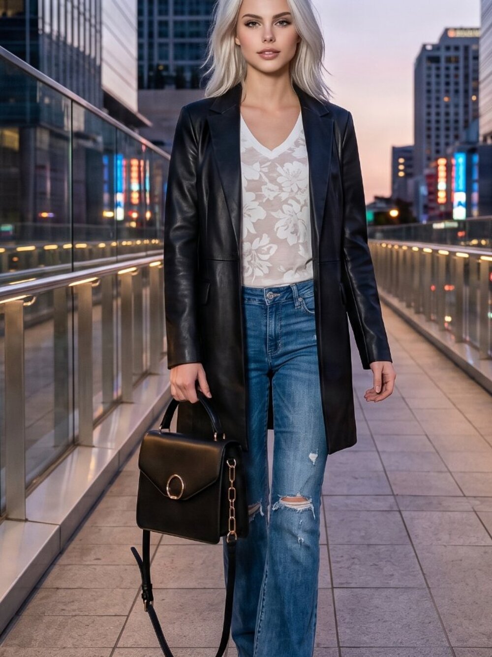 A NEW DAY Gold Details Faux Black Leather Magnetic Top Handle Crossbody Bag Nice